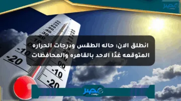 انطلق الآن: حالة الطقس ودرجات الحرارة المتوقعة غدًا الأحد بالقاهرة والمحافظات